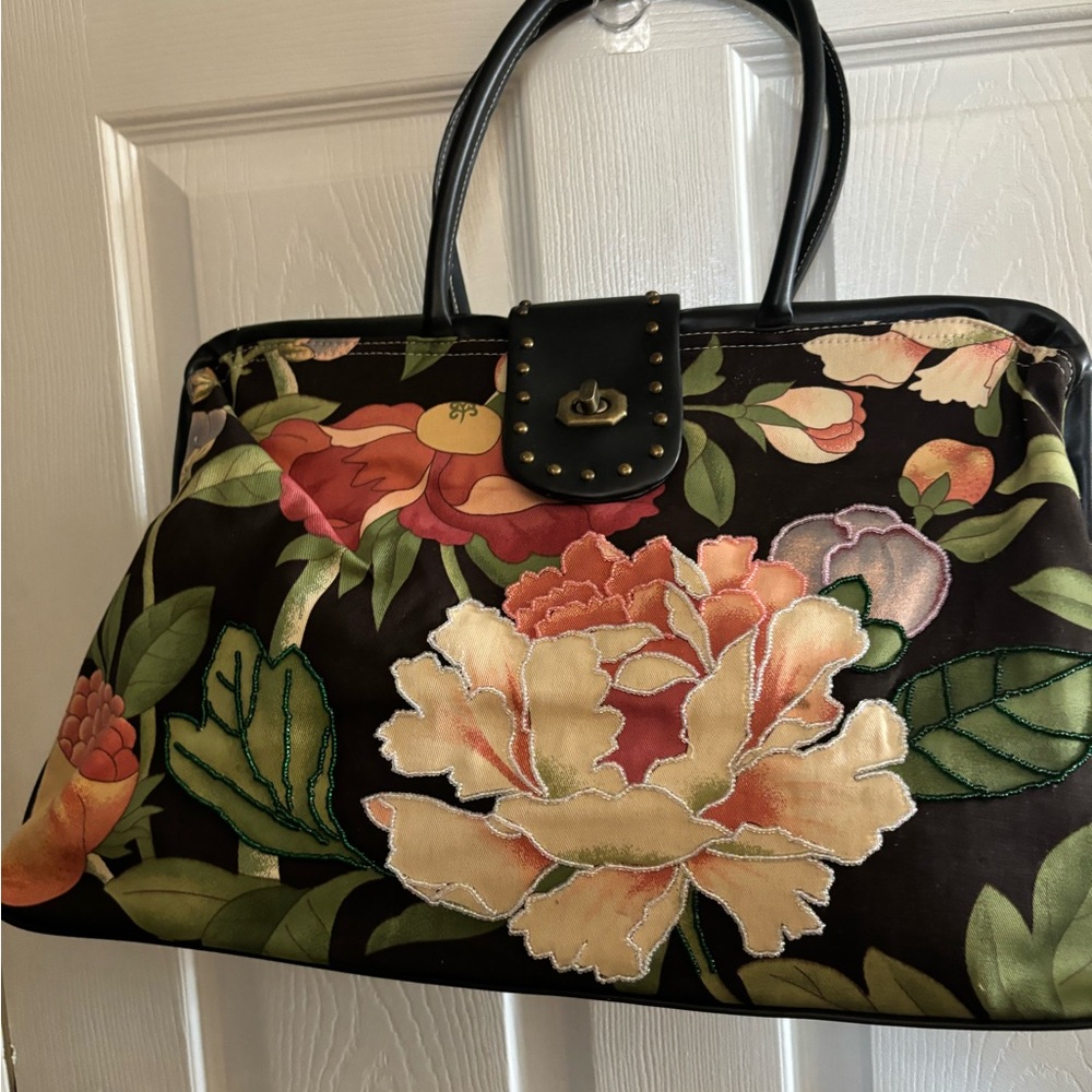 ISABELLA FIORE PEACHY KEEN PEACH BLOSSOM LG CARRY ON BEADED DR. HANDBAG Y2K $745